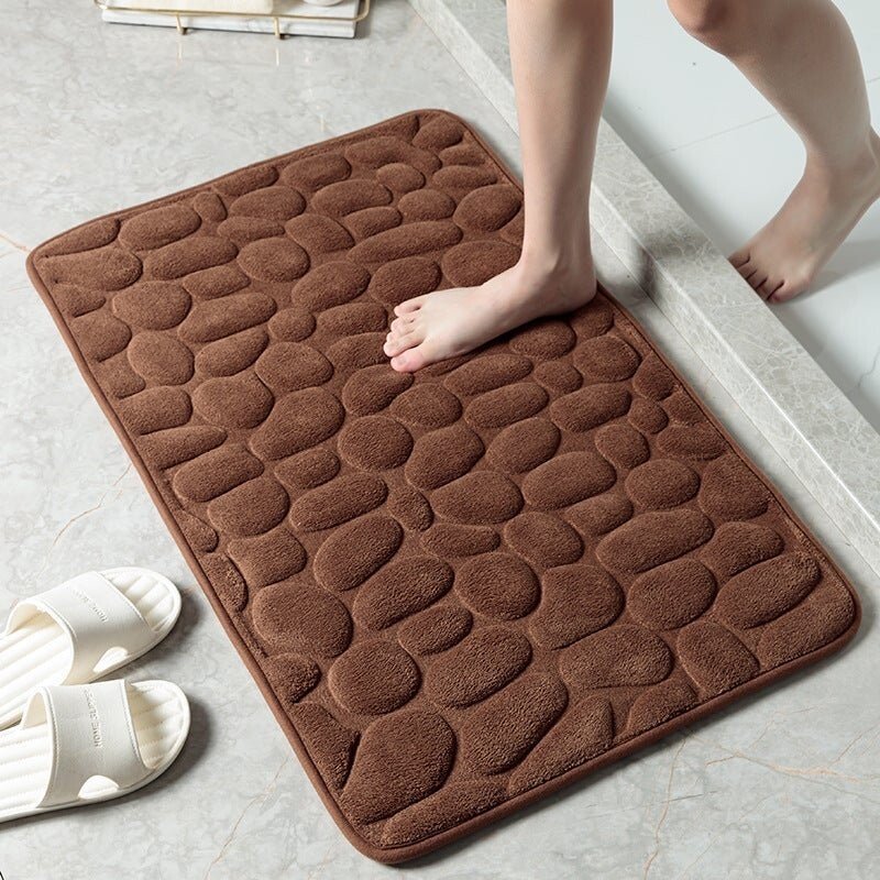 Non-Slip Cobblestone Bathroom Mat – Soft Absorbent Quick Dry Bath Rug for Shower & Floor