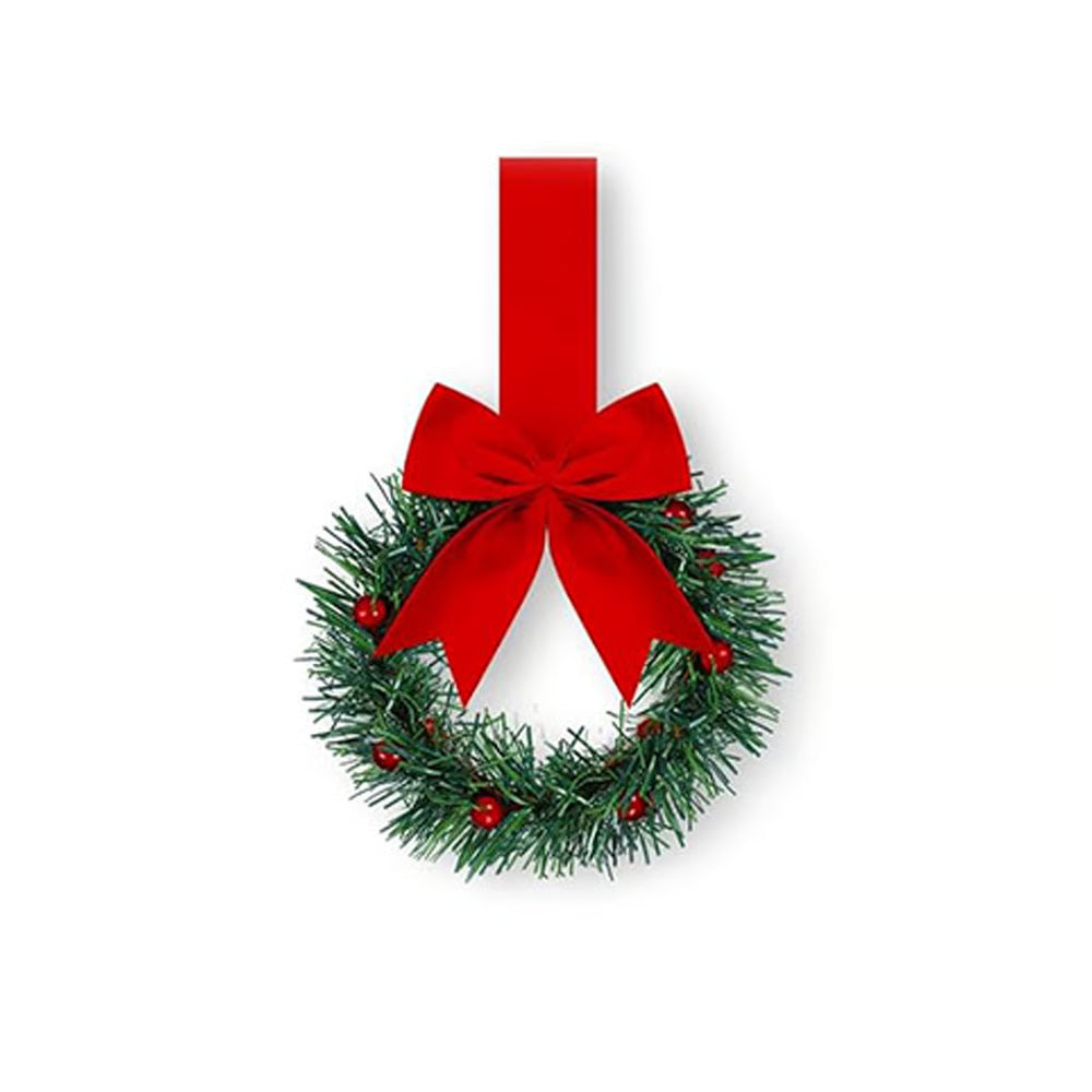 Christmas wreath with a red bow on a white background