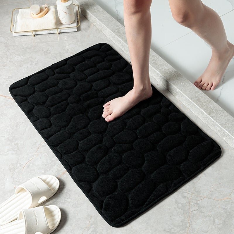 Non-Slip Cobblestone Bathroom Mat – Soft Absorbent Quick Dry Bath Rug for Shower & Floor