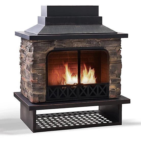 Sunjoy Canyon Wood-Burning Fireplace, Heats 2.14 sq. ft.