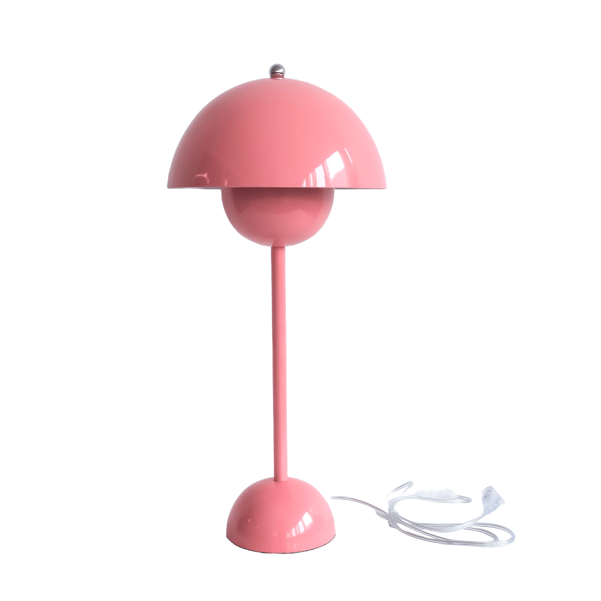 Pink table lamp on a white background