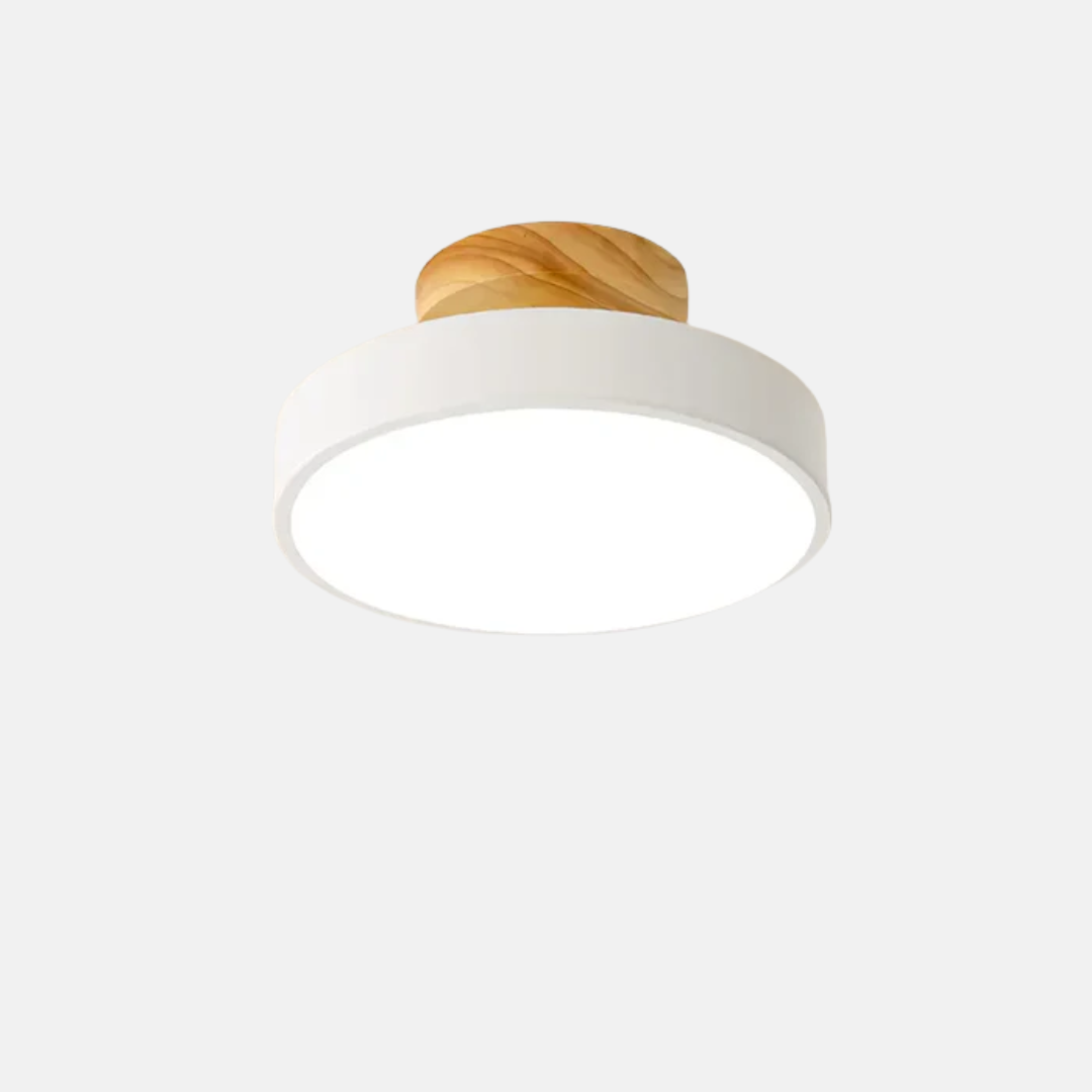 Macaron Round Wood Grain Ceiling Lamp