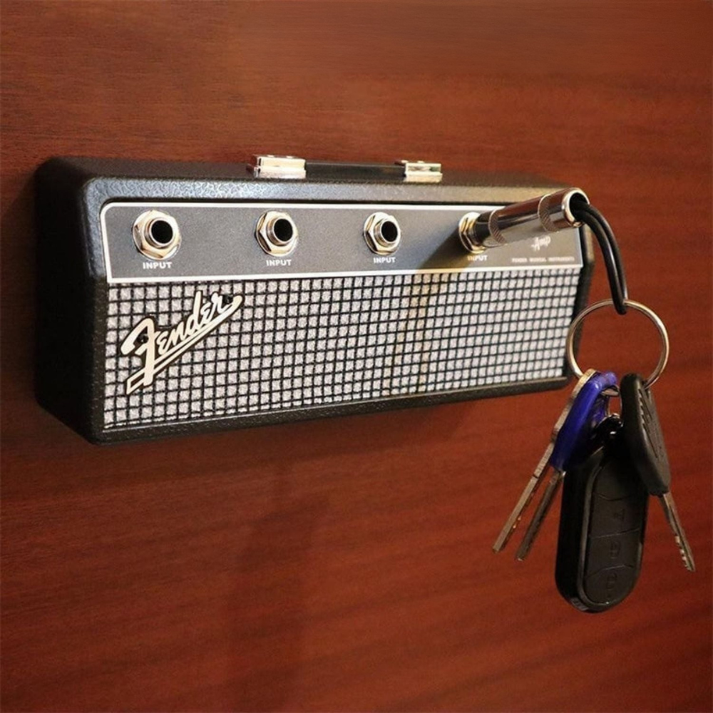 Musical Key Holder for Wall in Fender Amplifier Design with Guitar Plug Keychains – Unique Key Hooks for Music Lovers 0