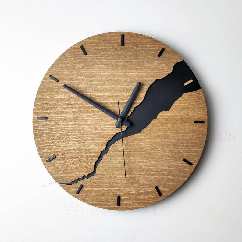 Luxury Wooden Wall Clock – Stylish & Elegant Silent Design for Living Room and Office