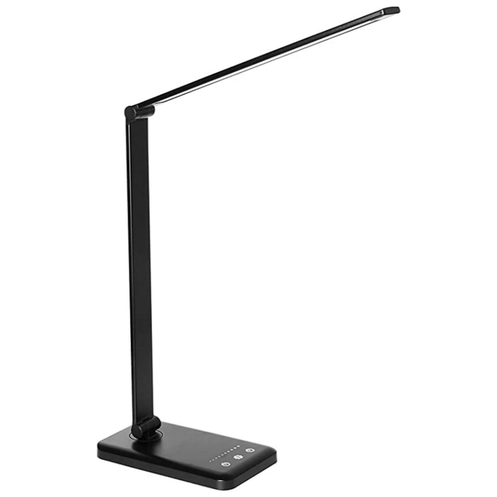 Black LED desk lamp on a white background