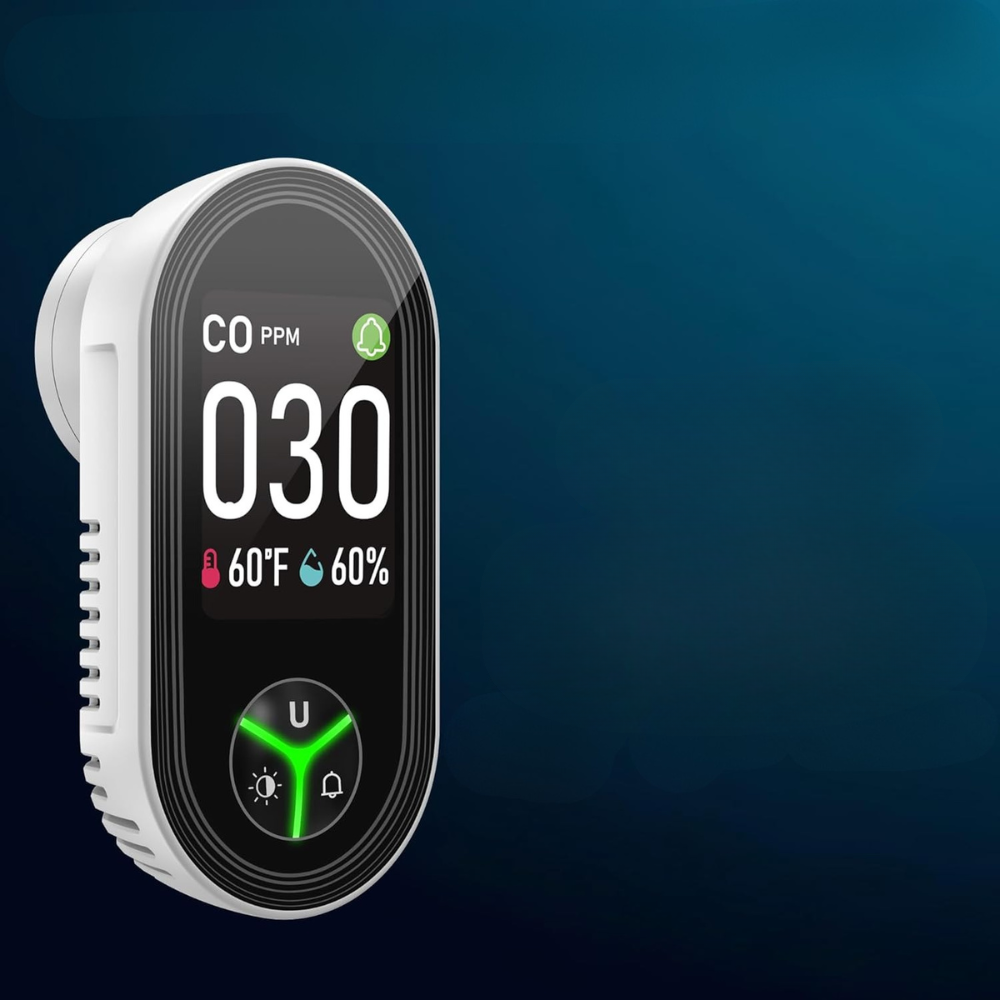 Digital sensor device with a dark blue gradient background