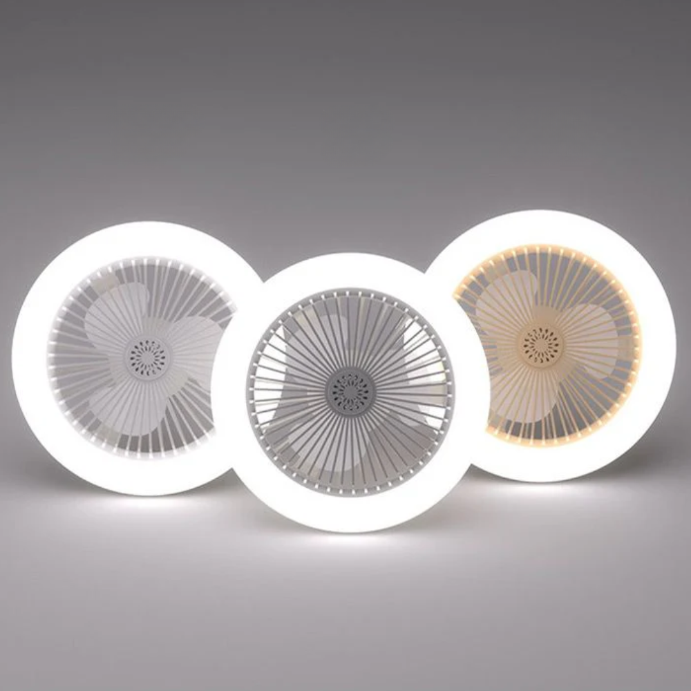 Three circular light fixtures with different designs on a gray background