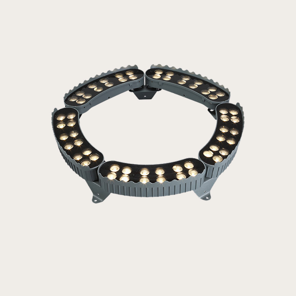 Circular LED light fixture on a white background