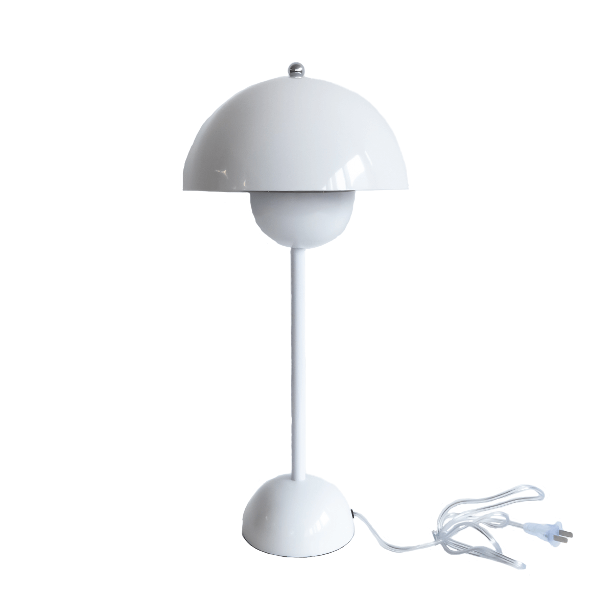 White table lamp with a unique design on a white background