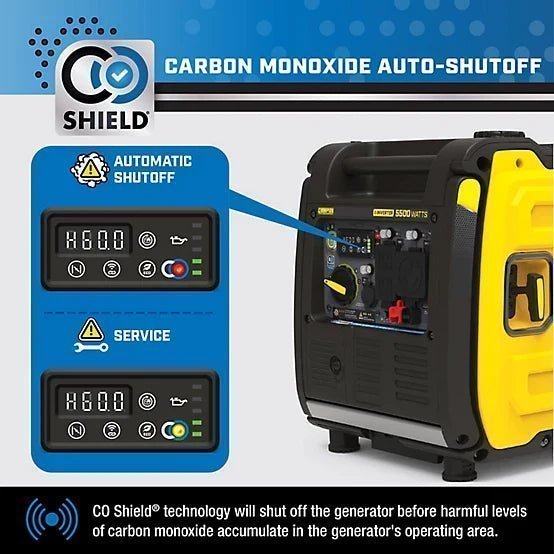 New!Champion Power Equipment 5500Watt Wireless Remote Start RV Ready Portable Inverter Generator with Quiet Technology & CO Shield