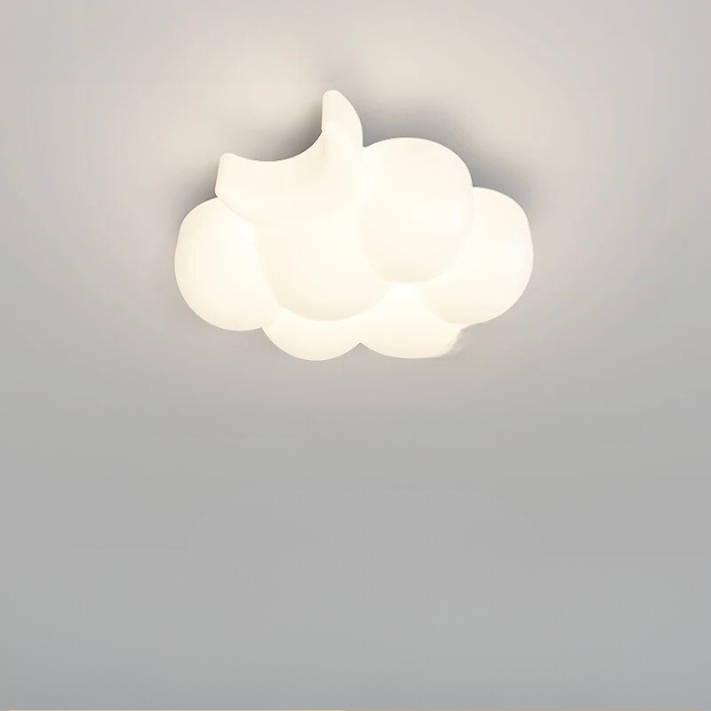Cloud-shaped ceiling light fixture on a plain background