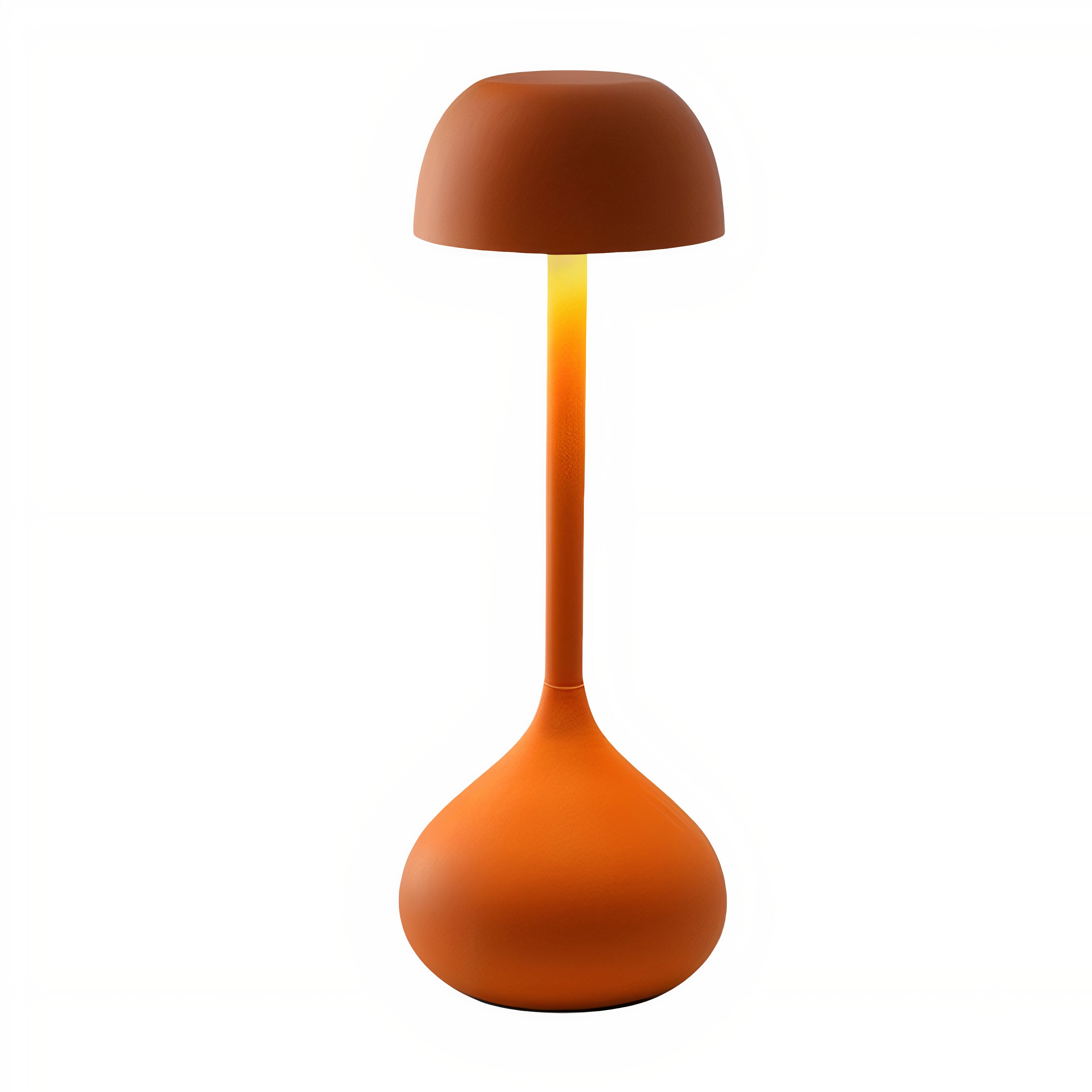 Orange table lamp with gradient design on a white background