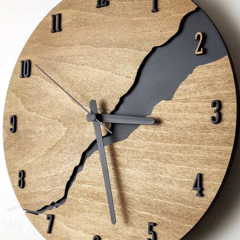 Luxury Wooden Wall Clock – Stylish & Elegant Silent Design for Living Room and Office
