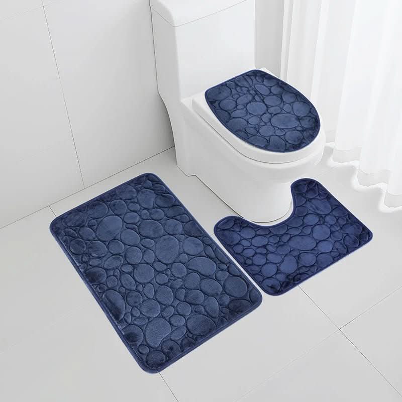 3-Piece Non-Slip Bathroom Mat Set – Soft Microfiber Bath Rugs with Modern Stripe Design, Absorbent and Machine Washable 2
