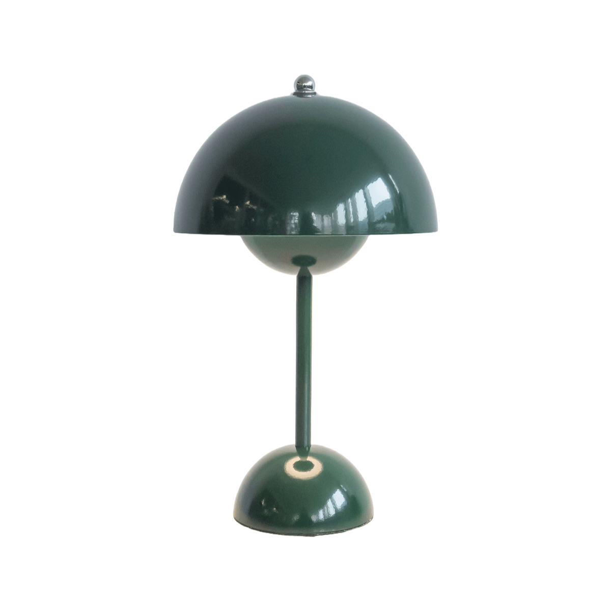 Green table lamp with a unique design on a white background
