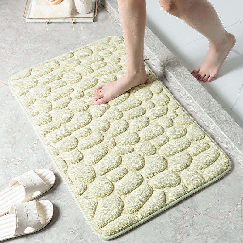 Non-Slip Cobblestone Bathroom Mat – Soft Absorbent Quick Dry Bath Rug for Shower & Floor