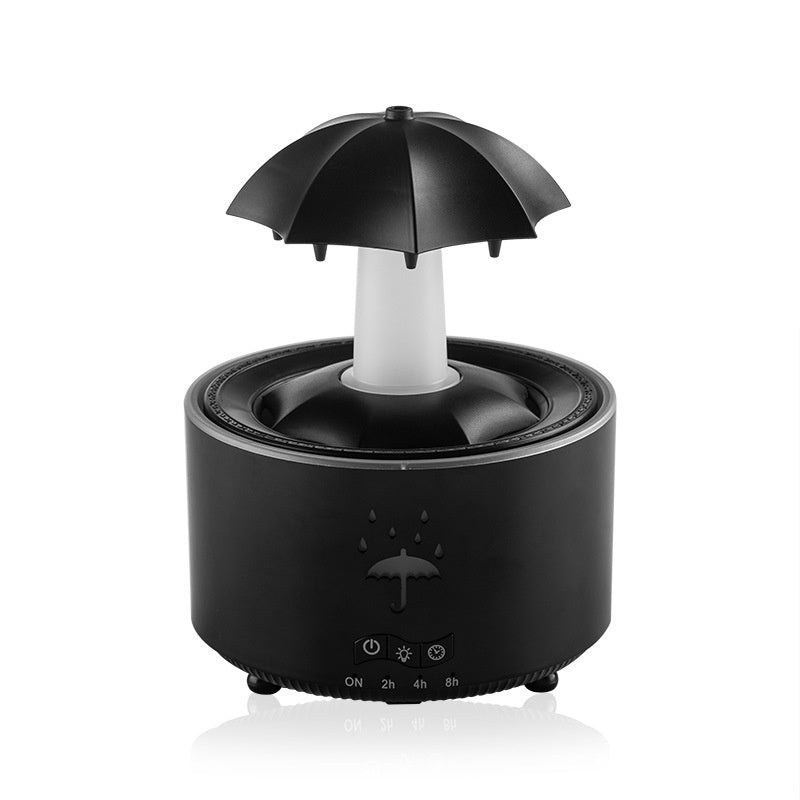 Black and white lamp with umbrella design on a white background