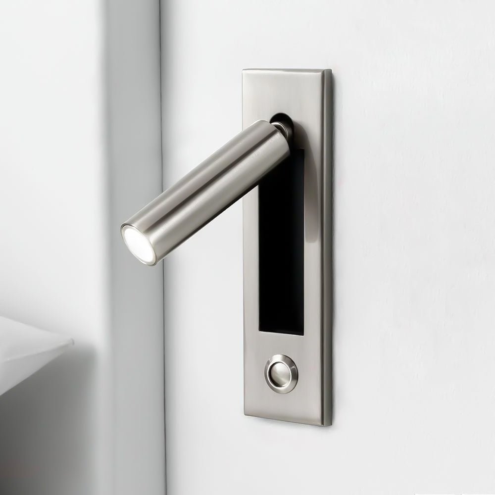 Metal door handle on a white door