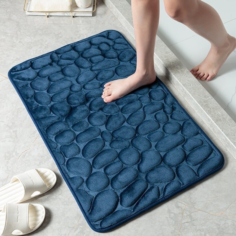 Non-Slip Cobblestone Bathroom Mat – Soft Absorbent Quick Dry Bath Rug for Shower & Floor