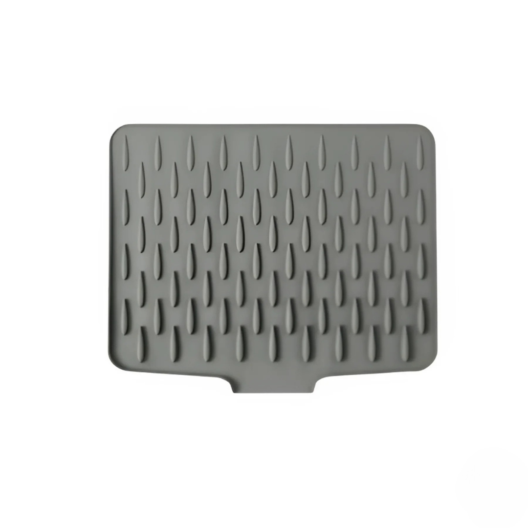 Gray silicone mat with textured pattern on a white background