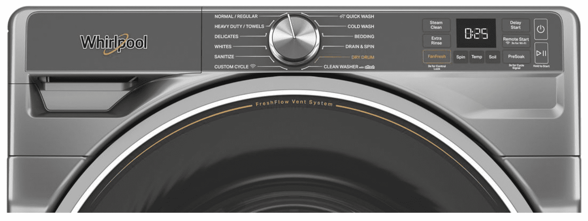 Whirlpool WFW6720RR, 27-Inch, 5.0 cu. ft. Smart Front Load Washer, FreshFlow Vent System, Silver