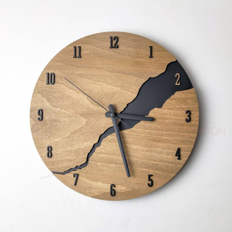 Luxury Wooden Wall Clock – Stylish & Elegant Silent Design for Living Room and Office