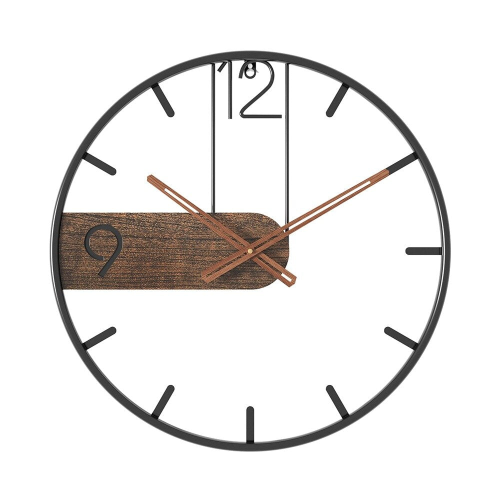 Luxury Steel & Walnut Wall Clock – Silent Modern Design for Living Room & Office