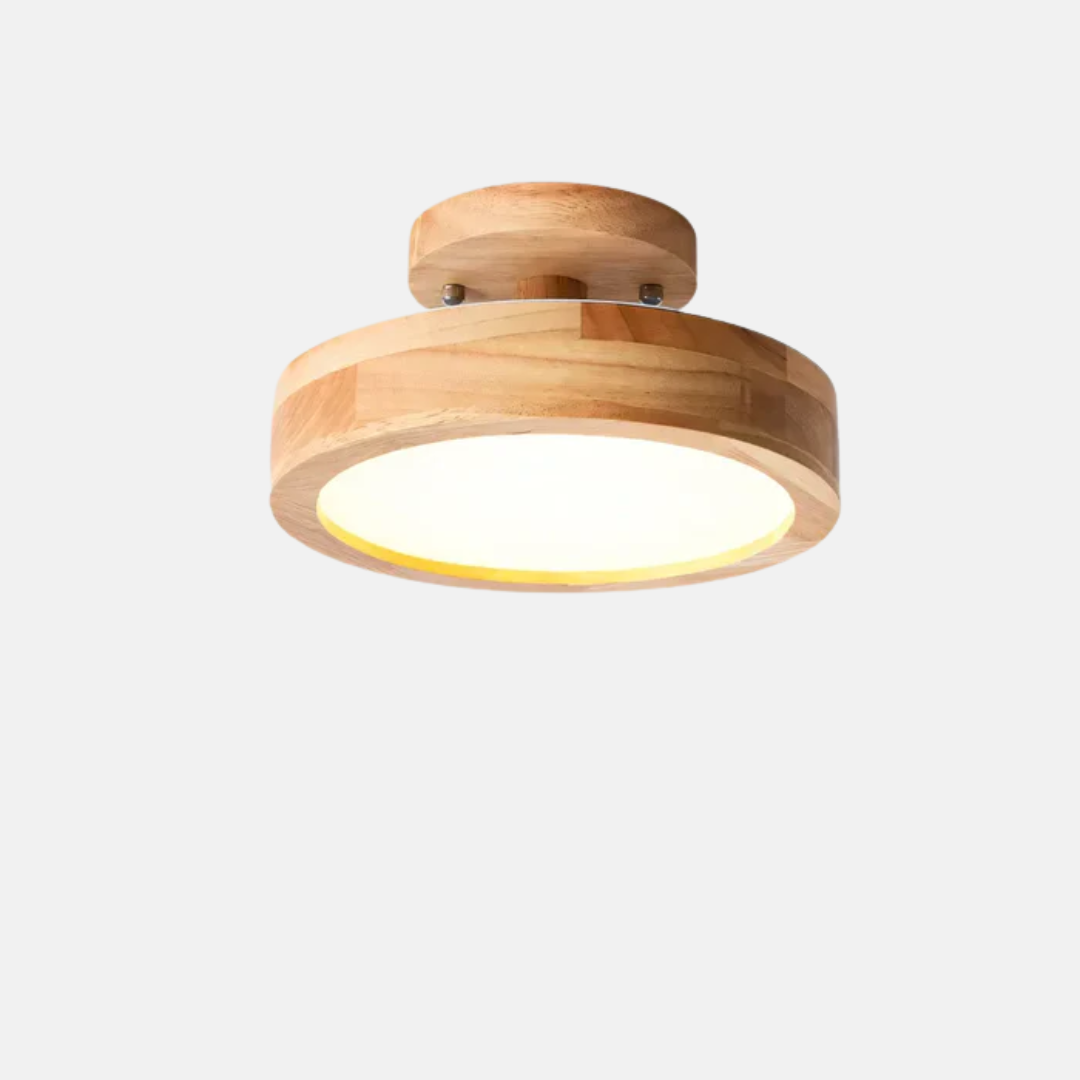 Macaron Round Wood Grain Ceiling Lamp