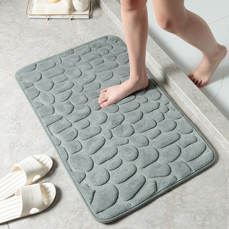 Non-Slip Cobblestone Bathroom Mat – Soft Absorbent Quick Dry Bath Rug for Shower & Floor