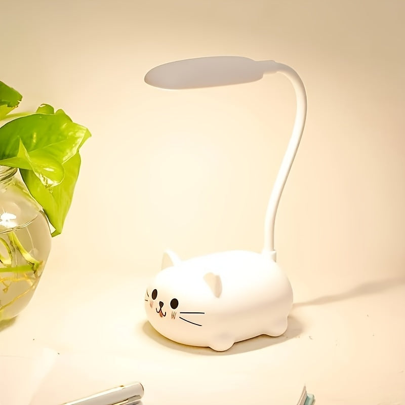 Cat-shaped night light with a flexible neck on a neutral background