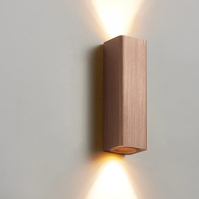 Wooden wall light fixture on a plain wall