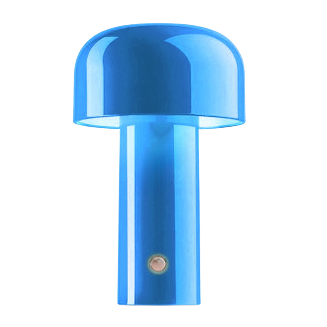 Blue cylindrical lamp on a white background