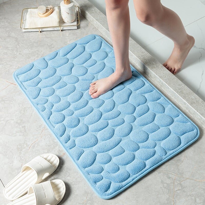 Non-Slip Cobblestone Bathroom Mat – Soft Absorbent Quick Dry Bath Rug for Shower & Floor