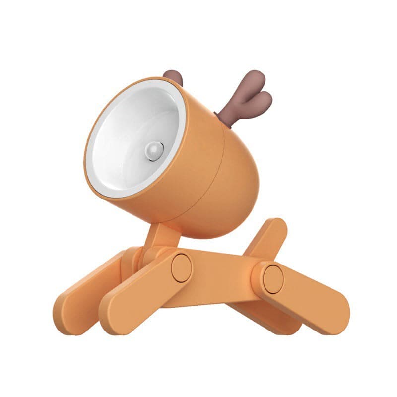 Orange reindeer-shaped lamp on a white background