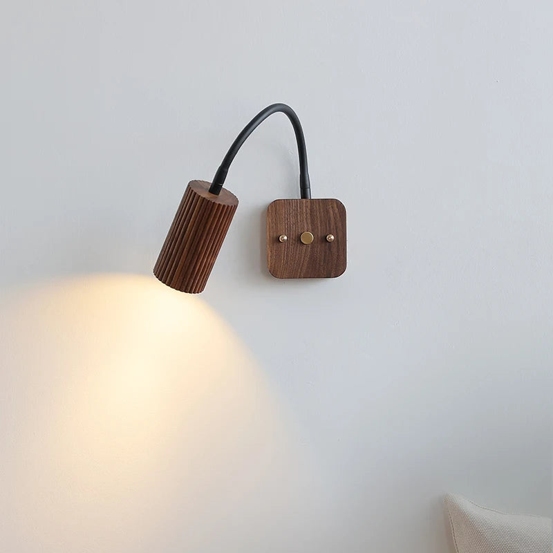 Adjustable Wooden Cylinder Wall Light – Natural Walnut Finish, Modern Wall Lamp for Contemporary Interiors 6