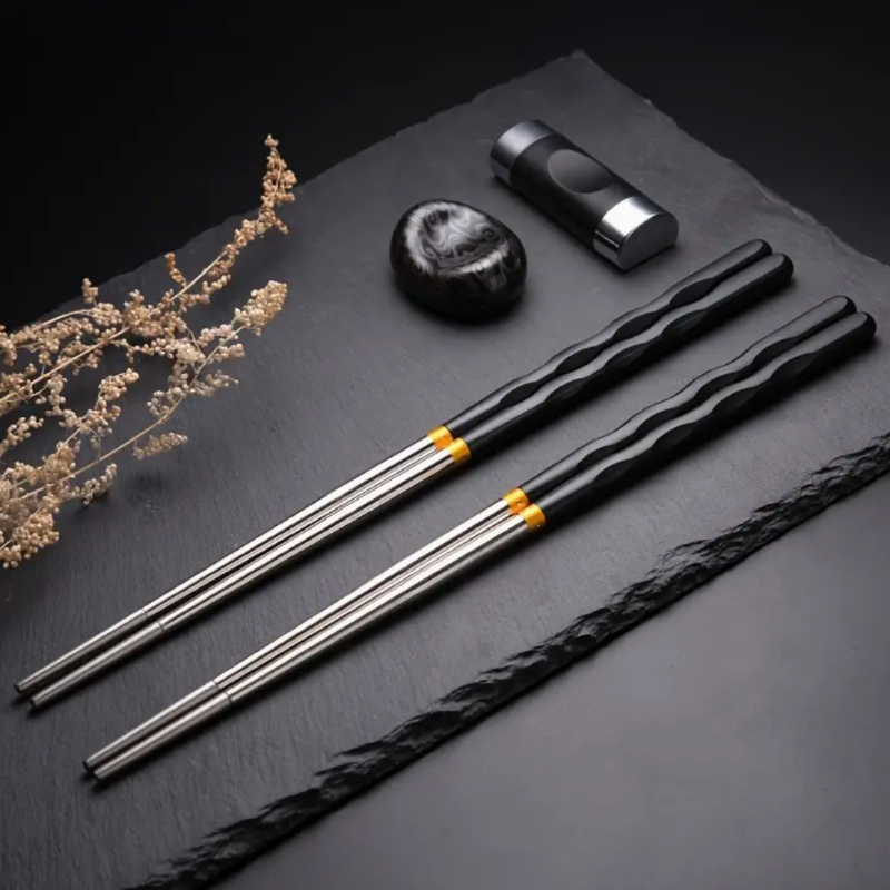 Authentic Japanese Stainless Steel Chopsticks Set – 5 Pairs with Ergonomic Design for Enhanced Grip and Control 2
