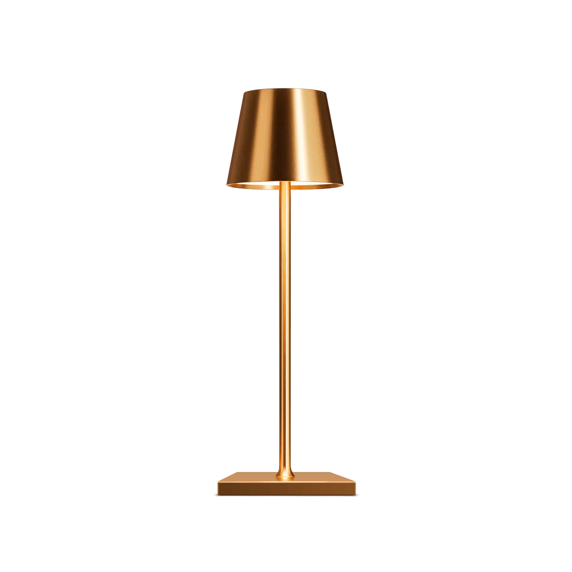Gold table lamp on a white background