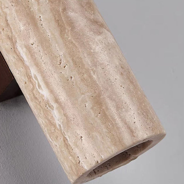 Beige stone shelf on a gray background