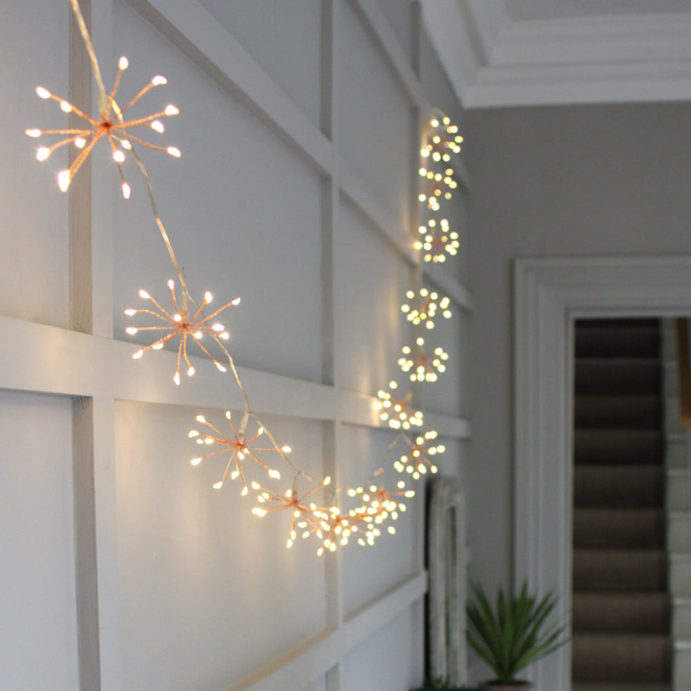 Battery Operated Fairy Lights – 2.3m Starburst Copper String Lights for Indoor and Outdoor Use, Warm White LED 1