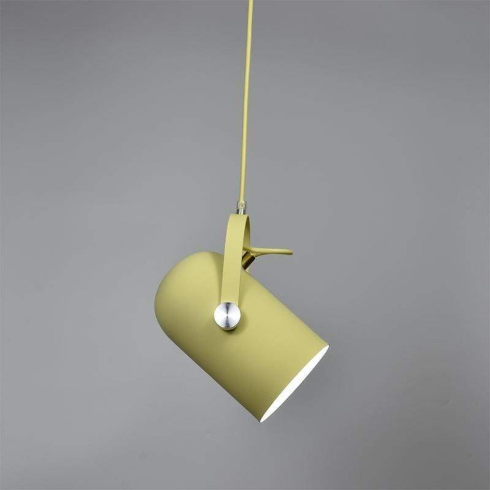 Yellow pendant light on a gray background