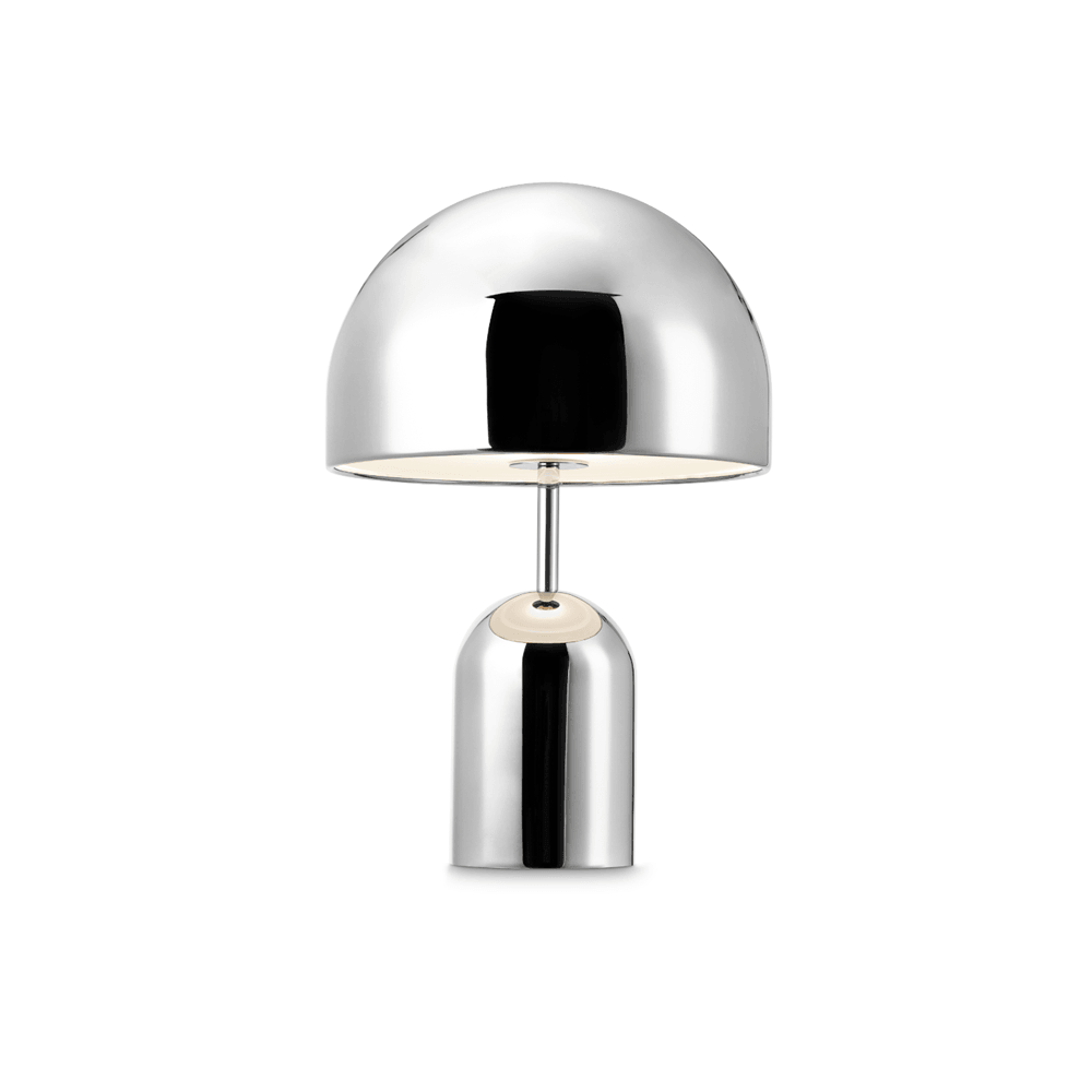 Modern silver table lamp on a white background