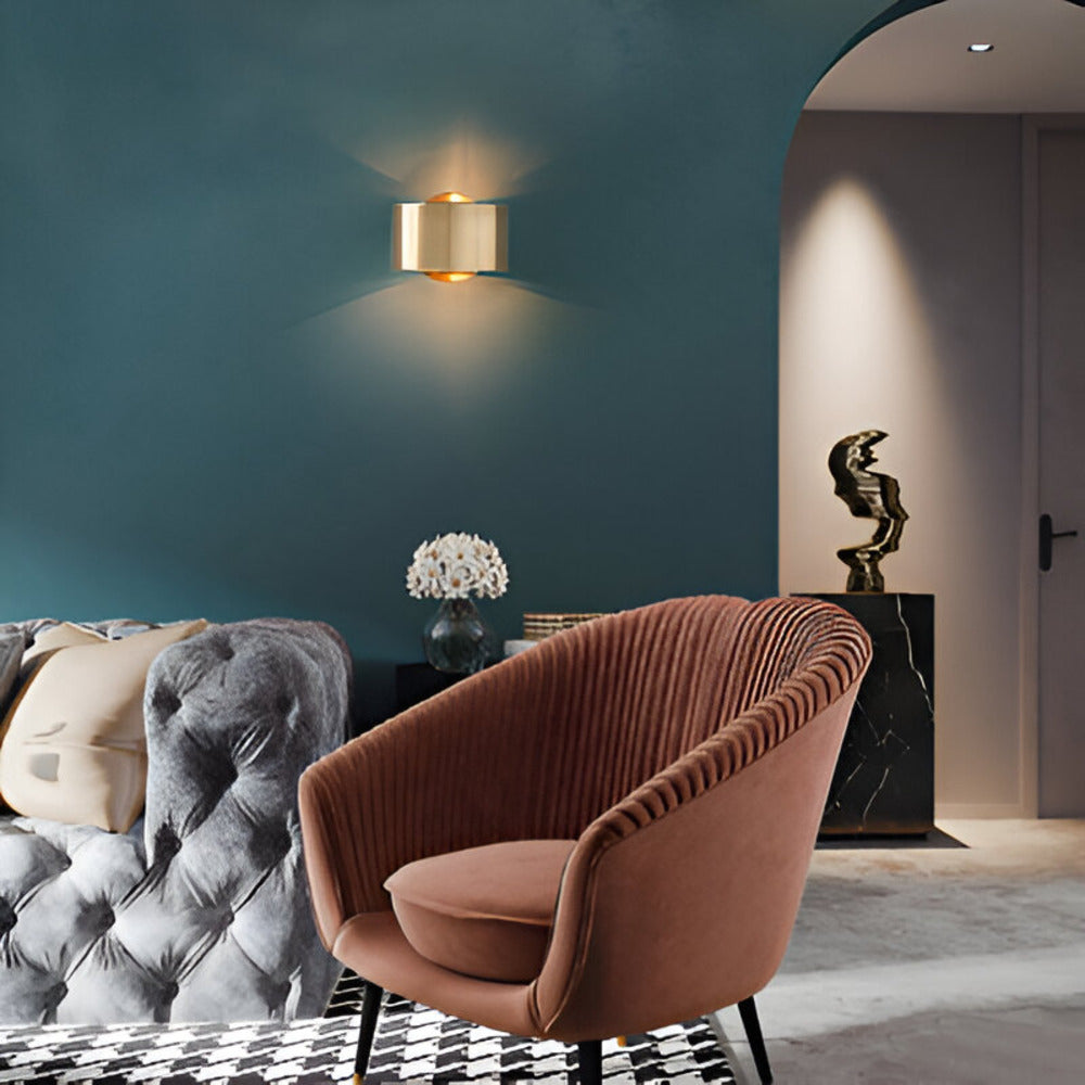 Contemporary Gold Drum Wall Lamp – Elegant Iron Wall Sconce Lighting for Modern Home Décor 1