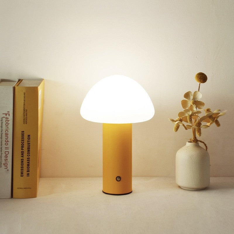 Cordless LED Table Lamp with Mushroom Design – Rechargeable Bedside Table Lamp for Soft Illumination and Portable Use 0