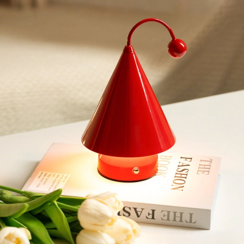 Cordless Table Lamp with Dimmable Lighting – Unique Cone Design, Rechargeable Battery Operated Lamp for Home Decor 0