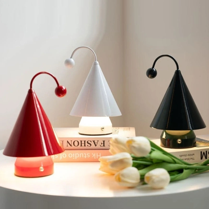 Cordless Table Lamp with Dimmable Lighting – Unique Cone Design, Rechargeable Battery Operated Lamp for Home Decor 1