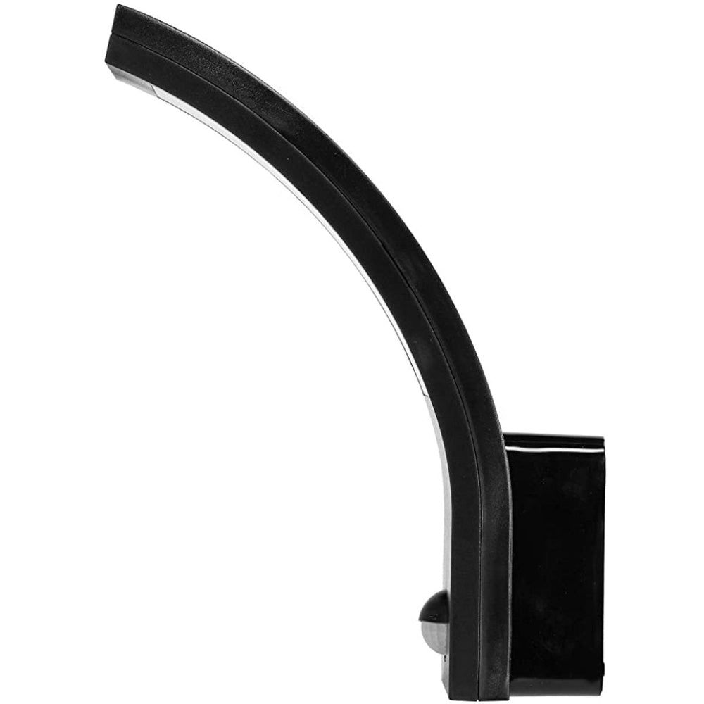 Black curved object on a white background