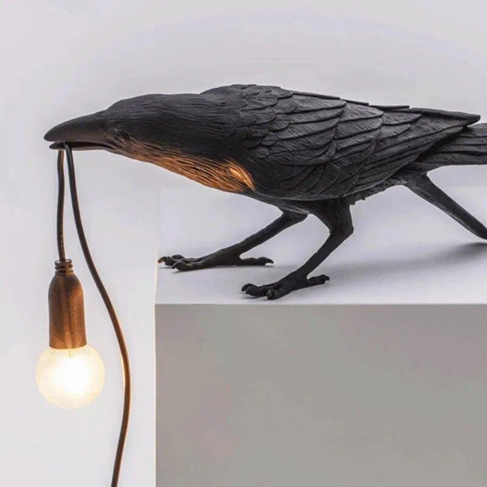 Decorative Table Lamp with Unique Crow Design – Warm LED Light for Gothic Home Decor 11