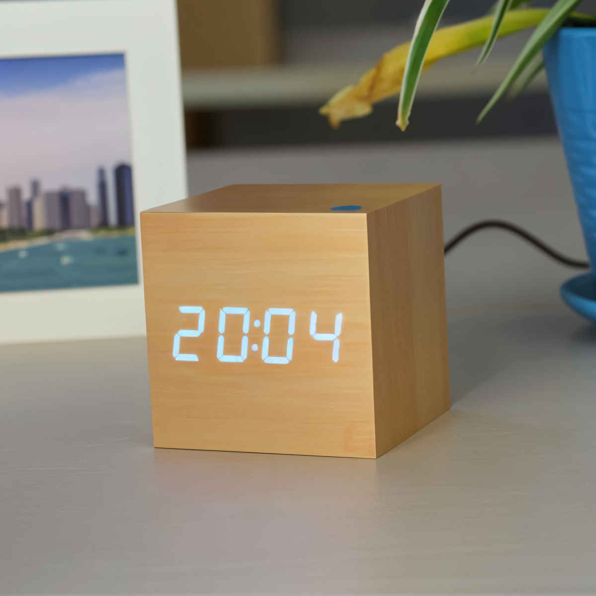 Digital LED Alarm Clock – Stylish Wooden Cube Design with Easy Settings and Clear Sound 9