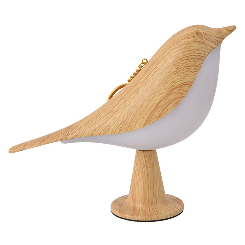 Wooden bird-shaped object on a white background