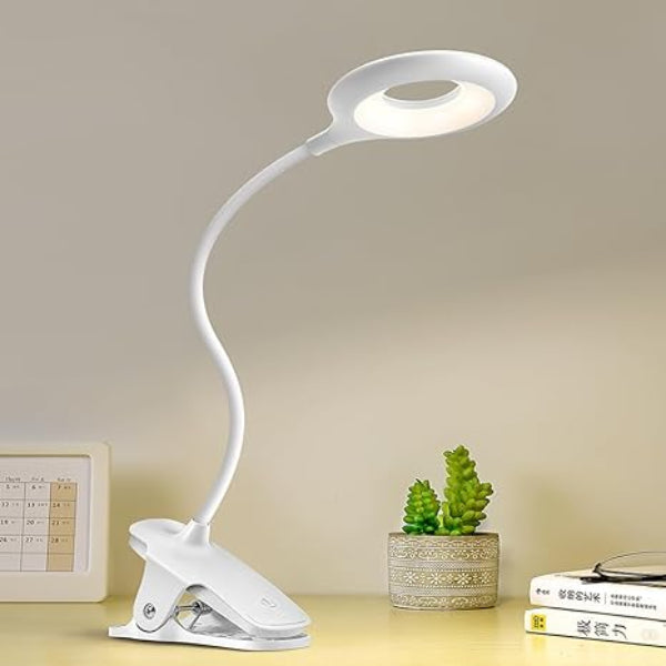 Dimmable Clip-On Reading Lamp with Gooseneck – USB Rechargeable Bedside Reading Light for Adjustable Brightness 3